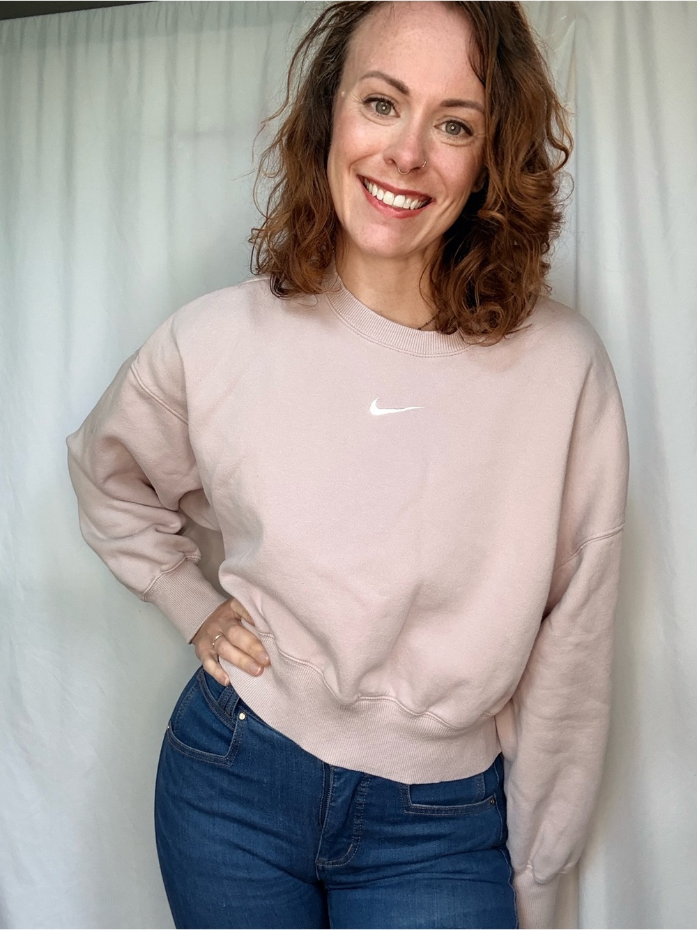 Nike Light Mauve Cropped Crewneck Sweatshirt